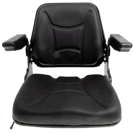 Aftermarket Universal FoldDown Seat w Armrests, Tractors, And Forklifts Black TS1100